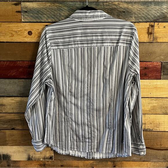 Lane Bryant Black and White Striped Button Down Shirt - Picture 2 of 11